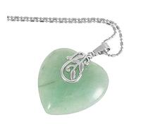 KYEYGWO Grüner Aventurin Kristall Herz Anhänger für Damen, Metall Blatt Halsketten Heilung Edelstein Kettenanhänger Liebe Schmuck Herzförmige Amulett