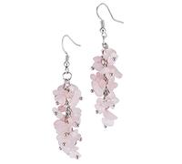 KYEYGWO Rosenquarz Heilung Kristall Ohrringe für Damen, Stein Baumeln Haken Ohrrings Trommelsteine Ohrhänger Quarz Edelstein Ohrschmuck Stilvoll Scmuck für Frauen