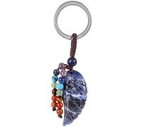 KYEYGWO Sodalith Heilung Kristall Engelsflügel Schlüsselanhänger für Unisex, 7 Chakra Stein Schlüsselring Deko Heilstein Flügel Taschenanhänger Glücksbringer Anhänger für Schlüsselband