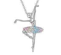 KYISOY Exquisite Mode Mädchen Halskette Ballerina Ballett Recital Geschenke for Frauen Regenbogen Tänzerin Tanz Anhänger Schmuck for Schwester Mutter 1St