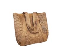 Kyntex Umhängetasche Damen Elegante Stroh Gewebte Handtasche Frauen Urlaub Strand Pendelverkehrsumhängende Taschen-braun