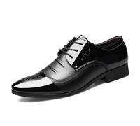 KYOESCAI Anzugschuhe Herren Klassischer Schnürhalbschuhe Formal Business Oxford Derby Schuhe Hochzeitsschuhe,Schwarz,41 EU