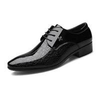 KYOESCAI Anzugschuhe Herren Klassischer Schwarzes Lackleder Business Schuhe Schnürschuhe Derby Oxford Hochzeit Schuhe,Schwarz,43 EU
