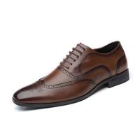 KYOESCAI Anzugschuhe Herren Schnürhalbschuhe Hochzeitsschuhe Business Derby Oxford Schuhe Klassischer Brogue Schuhe,Braun,48 EU