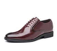 KYOESCAI Anzugschuhe Herren Schwarz Lederschuhe Klassischer Business Derby Oxford Brogue Hochzeit Schuhe,Rot,41 EU