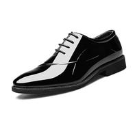 KYOESCAI Herren Anzugschuhe Lackleder Schuhe Schnürhalbschuhe Klassischer Business Derby Formell Oxford Schuhe,Schwarz,49 EU