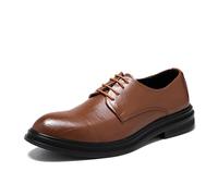 KYOESCAI Herren Anzugschuhe Schnürhalbschuhe Derby Oxfords Klassischer Businessschuhe Formale Hochzeitsschuhe,Braun,42 EU