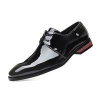 KYOESCAI Herren Anzugschuhe Schnürhalbschuhe Klassischer Business Derby Oxford Hochzeit Schuhe Schnürschuh,Schwarz,43 EU