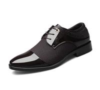 KYOESCAI Herren Anzugschuhe Schnürhalbschuhe Klassischer Business Derby Oxford Schuhe Hochzeitsschuhe,Braun,46 EU