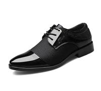 KYOESCAI Herren Anzugschuhe Schnürhalbschuhe Klassischer Business Derby Oxford Schuhe Hochzeitsschuhe,Schwarz,40 EU