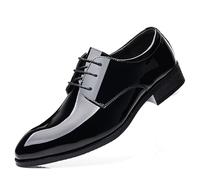 KYOESCAI Herren Anzugschuhe Schnürhalbschuhe Moderne Klassischer Business Derby Hochzeit Schuhe für Formale,Schwarz,42 EU