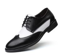 KYOESCAI Herren Anzugschuhe Schnürhalbschuhe Patchwork Brogues Klassischer Business Derby Oxford Hochzeit Schuhe,Schwarz,40 EU