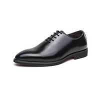KYOESCAI Herren Hochzeitsschuhe Schnürhalbschuhe Klassischer Business Derby Brogue Oxford Schuhe Anzugschuhe,Schwarz,38 EU