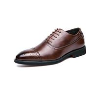 KYOESCAI Herren Hochzeitsschuhe Schnürhalbschuhe Klassischer Business Derby Oxford Brogue Schuhe Anzugschuhe,Braun,44 EU