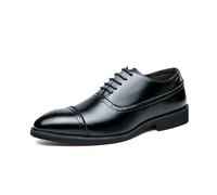 KYOESCAI Herren Hochzeitsschuhe Schnürhalbschuhe Klassischer Business Derby Oxford Brogue Schuhe Anzugschuhe,Schwarz,46 EU