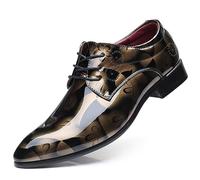 KYOESCAI Herren Klassischer Business Derby Oxford Hochzeit Schuhe Glattleder Lederschuhe Schnürschuh Anzugschuhe,Gold,37 EU
