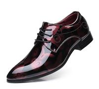 KYOESCAI Herren Klassischer Business Derby Oxford Hochzeit Schuhe Glattleder Lederschuhe Schnürschuh Anzugschuhe,Rot,46 EU