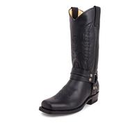 KYOESCAI Herren Quadratischer Zeh Westernstiefel Blockabsatz Vintage Cowboystiefel Mit Stickerei Und Nieten,Schwarz,41 EU