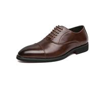 KYOESCAI Herren Schwarz Anzugschuhe Schnürhalbschuhe Klassischer Business Derby Oxford Hochzeit Schuhe Schnürschuh,Braun,43 EU