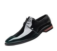 KYOESCAI Herren Schwarzes Lackleder Anzugschuhe Klassischer Business Derby Oxford Hochzeit Schuhe Schnürhalbschuhe,Grün,41 EU