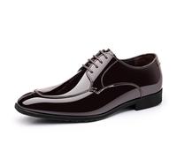 KYOESCAI Lederschuhe Herren Anzugschuhe Klassischer Business Oxford Schuhe Derby Hochzeit Schuhe,Braun,47 EU