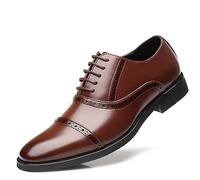 KYOESCAI Schwarz Anzugschuhe Herren Schnürhalbschuhe Klassischer Business Derby Oxford Brogue Hochzeit Schuhe,Braun,41 EU