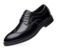 KYOESCAI Schwarz Anzugschuhe Herren Schnürhalbschuhe Klassischer Business Derby Oxford Hochzeit Brogue Schuhe,Schwarz,38 EU