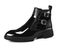 KYOESCAI Stiefeletten für Herren Lackleder Westernstiefel mit Absatz Reitstiefel Biker Stiefel Chelsea Stiefel mit Schnalle