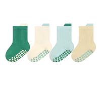 Kyopp 4 Paar Stoppersocken Kleinkinder Socken ABS rutschfeste Kniestrümpfe neutrale Pastellfarben Socken Baby Socks