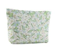 Kytpyi Kosmetiktasche, Schminktasche Groß, Frische Süße Doppelschichtige Kulturtasche Damen Studenten, Tragbare Weiche Kulturbeutel Damen für Verabredung Alltagsleben Reise (Weiße Blumen)