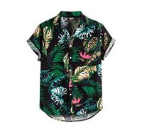 KZXITIRY Herren Leinenhemd Hawaii Hemd Herren T Shirts Männer Hawaiihemd Strandhemd Kurzarm Beach Hemden Lose fit Resort Freizeithemden Button Down Kurzarmhemd Funky Look für Karneval Party