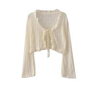 KZYQDARS Bolero Damen Damen Bolero mit Offener Vorderseite, Eleganter Shrug Bolero, Langärmelig, für Abendpartys, Shrug Bolero für Sommerabendkleider, Hochzeit, Apricot, Xs