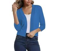 KZYQDARS Bolero Damen Damen Elegante Strickjacke V Ausschnitt Bolero Shrug Vorne Offen Strickpullover Anspruchsvoll Bequem Vielseitig für Frühling Sommer Mantel Minijacke Bolero Dunkelblau S