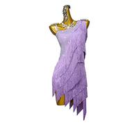 kzytamz Kleider Für Latein-Tanzwettbewerbe Quasten Tango Professionelle Damen Tanzkleider Standard Cha Cha Performance Tanzkleid Für Samba Rumba Luxus (M,Purple)
