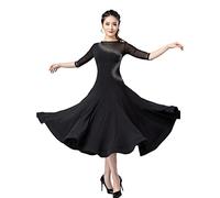 kzytamz Modernes Tanzkleid Gesellschaftskleid Damen Nationales Abspecken Walzerkleid, Moderner Tanz Nationale Standard Ausübung Kleidung (L,Black)
