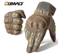 (L,Brown)Men's Touch Screen PU Leather Gloves Military Tactical Gloves Outdoor Sports Shooting Hunting Airsoft Cycling Full Finger Gloves
