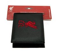 L.F.C Liverpool Geldbörse aus Schwarzem Kunstleder mit Stickerei, Erwachsene, Unisex, 4 Fächer, Münztasche mit Druckknopfverschluss