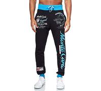 L.gonline Herren Jogginghose lang | Monte Carlo 592 | Schwarz/Blau | XXL