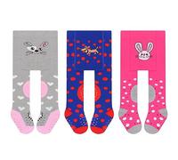 L&K-II 3er Pack Krabbelstrumpfhose Baby Mädchen Jungen Strumpfhose mit ABS Sohle Anti Rutsch Noppen Punkte Tier Herz Motiv 2732A 68-74