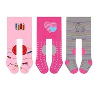 L&K-II 3er Pack Krabbelstrumpfhose Baby Mädchen Jungen Strumpfhose mit ABS Sohle Anti Rutsch Noppen Punkte Tier Herz Motiv 2732B 80-86