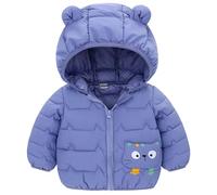 L PATTERN Baby Winterjacke Mädchen Daunenjacke Baby Junge mit Cartoon Hut Baby Steppjacke Kurz Freizeitorientiert Leicht Kinder Mantel,Blau,92-98