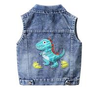 L PATTERN Kinder Jungen Weste Ärmellose Mädchen Jeansweste Baumwolle Cartoon Bestickte Jacke für Frühling und Herbst