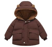 L PATTERN Steppjacke Kinder Leicht Wintermantel Mädchen mit Taschen Daunenjacke Jungen Verdickt Warm Outdoor Jacke,Braun,92-98