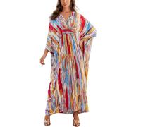 L-Peach Damen Bohemian Kaftan Maxi Loungewear Übergroße Nachthemd Homewear Strand Vertuschen Kleid