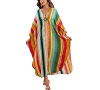 L-Peach Damen Bohemian Kaftan Maxi Loungewear Übergroße Nachthemd Homewear Strand Vertuschen Kleid