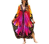 L-Peach Damen Bohemian Kaftan Nachthemd Langes Loungewear Strandkleid Vertuschungen Robe Sarong Pareo