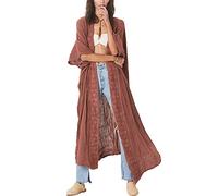 L-Peach Damen Langes Caftan Nachthemd Loungewear Strandkleid Vertuschungen Robe Sarong Pareo