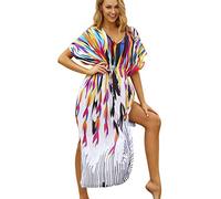 L-Peach Damen Sommer Strandtunika Strandkleid Sommerkleider Strandhemd Maxi Kaftan Bademode Cover Up