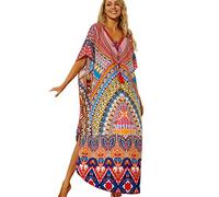 L-Peach Damen Sommer Strandtunika Strandkleid Sommerkleider Strandhemd Maxi Kaftan Bademode Cover Up