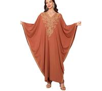 L-Peach Stickerei geräumiges Nachthemd mit seitlichem Schlitz türkische Kaftans Strand-Kaftan-Kleider Badeanzug-Überzüge, Einheitsgröße
